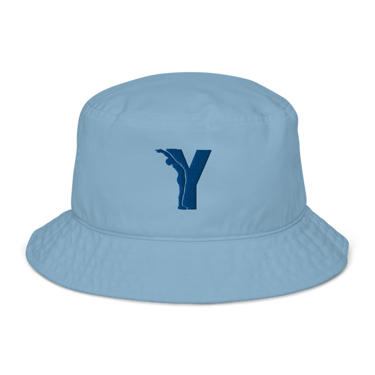 Bob Yofe en coton biologique, couleur naturelle avec logo Yofe brodé en bleu Yoga