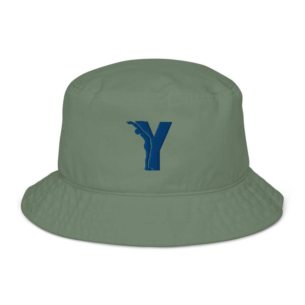 Bob Yofe en coton biologique, couleur naturelle avec logo Yofe brodé en bleu Yoga