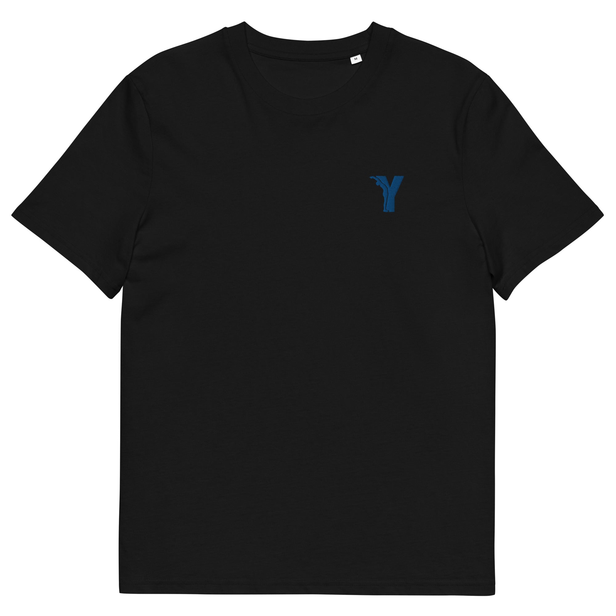 T-shirt yoga en coton biologique - Y brodé bleu