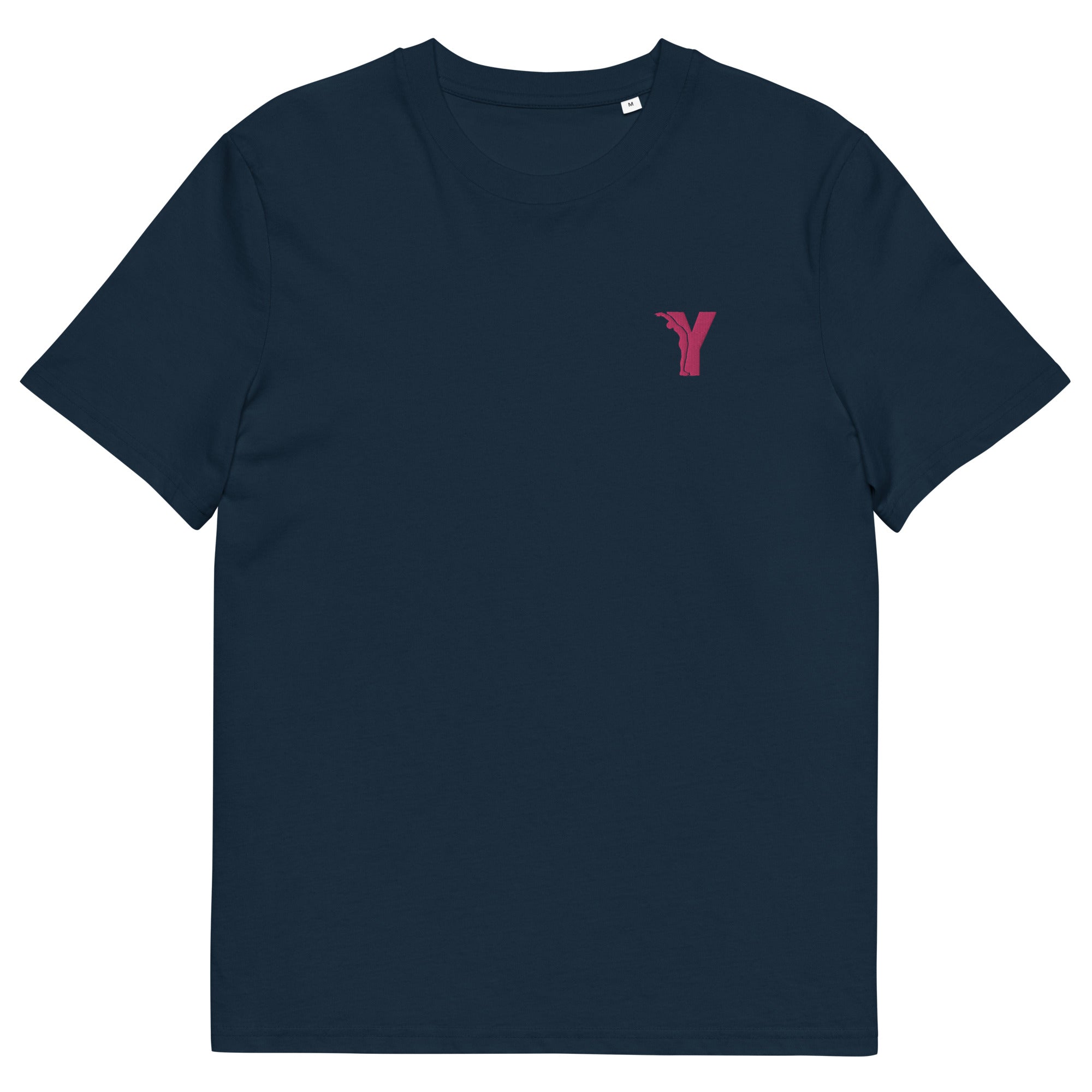 T-shirt yoga en coton biologique - Y brodé rose