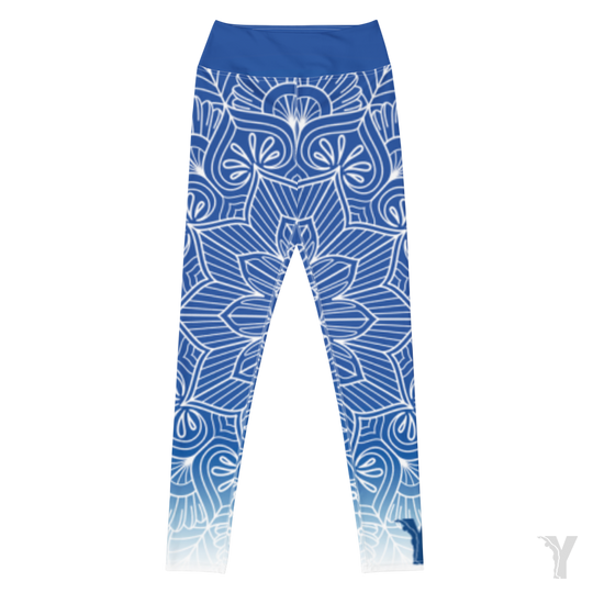 Legging de Yoga - mandala - bleu et blanc
