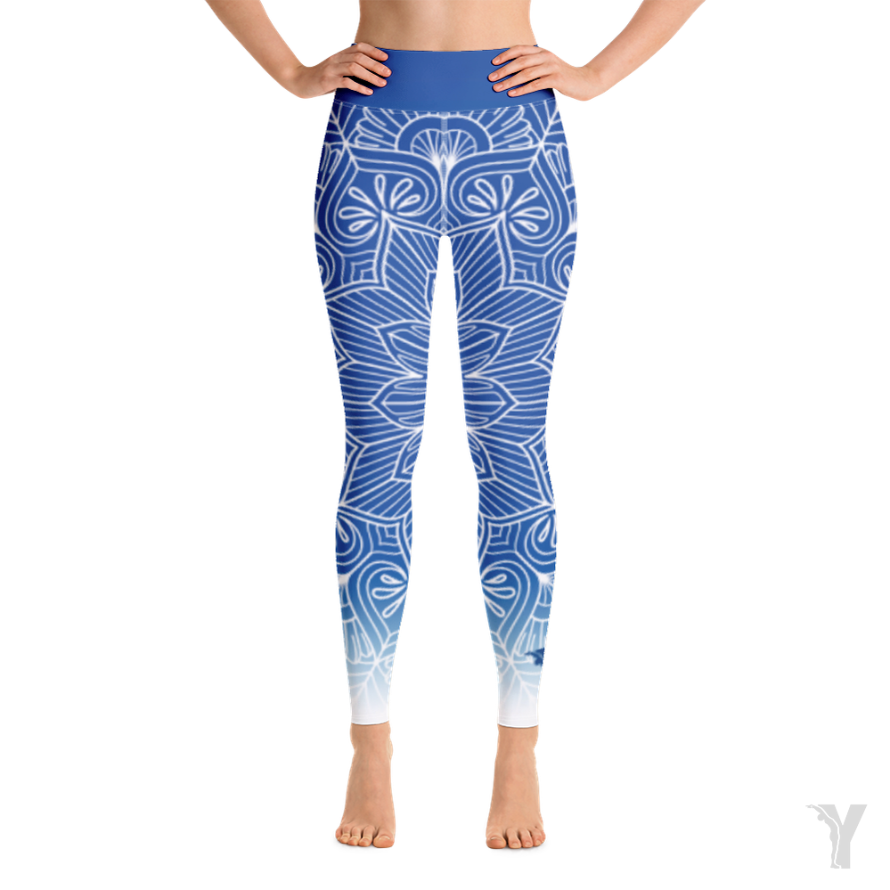 Yogaleggings mandala blueandwhite