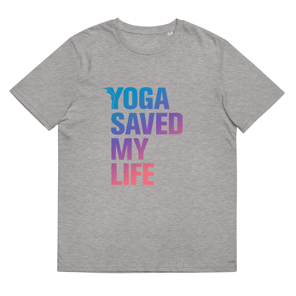 T-shirt Bio - Yoga saved my life - dégradé Bleu / Rose - yofe-YOFE YOGA