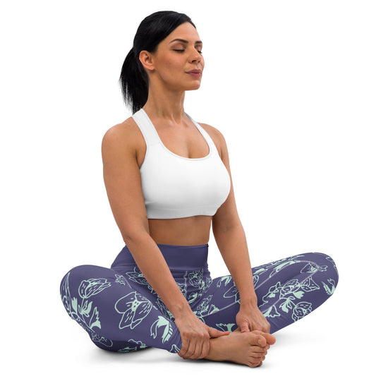 Legging de Yoga lavande et fleurs-yofe yoga