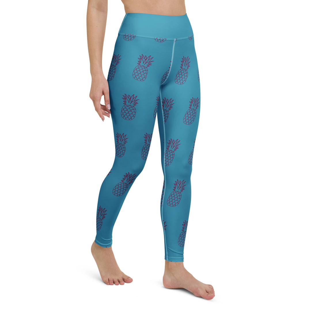 Legging de yoga - ananas bleu turquoise