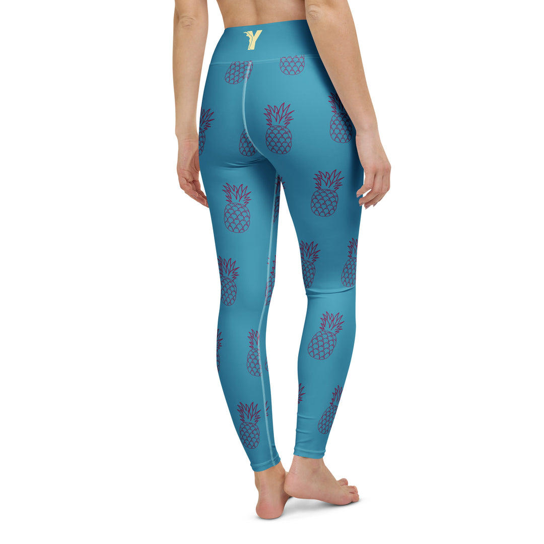 Legging de yoga - ananas bleu turquoise