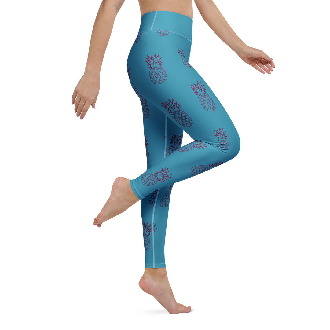 Legging de yoga - ananas bleu turquoise