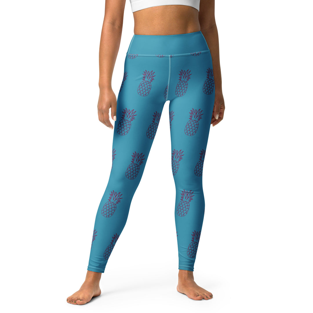 Legging de yoga - ananas bleu turquoise