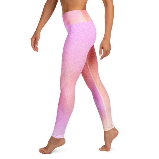 Legging yoga femme dégradé rose et pêche
