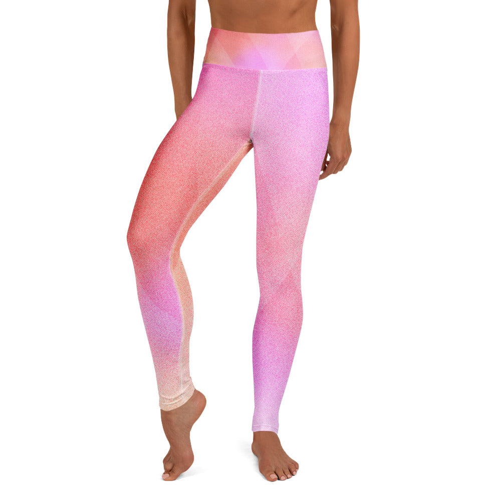 Legging yoga femme dégradé rose et pêche