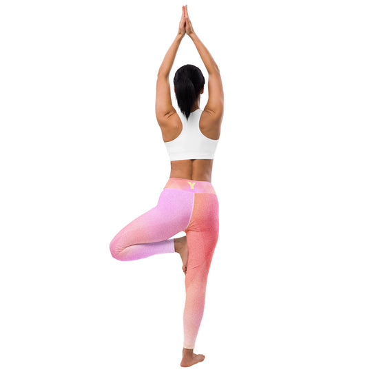 Legging yoga femme dégradé rose et pêche