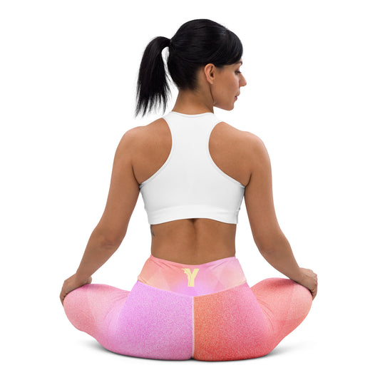 Legging yoga femme dégradé rose et pêche