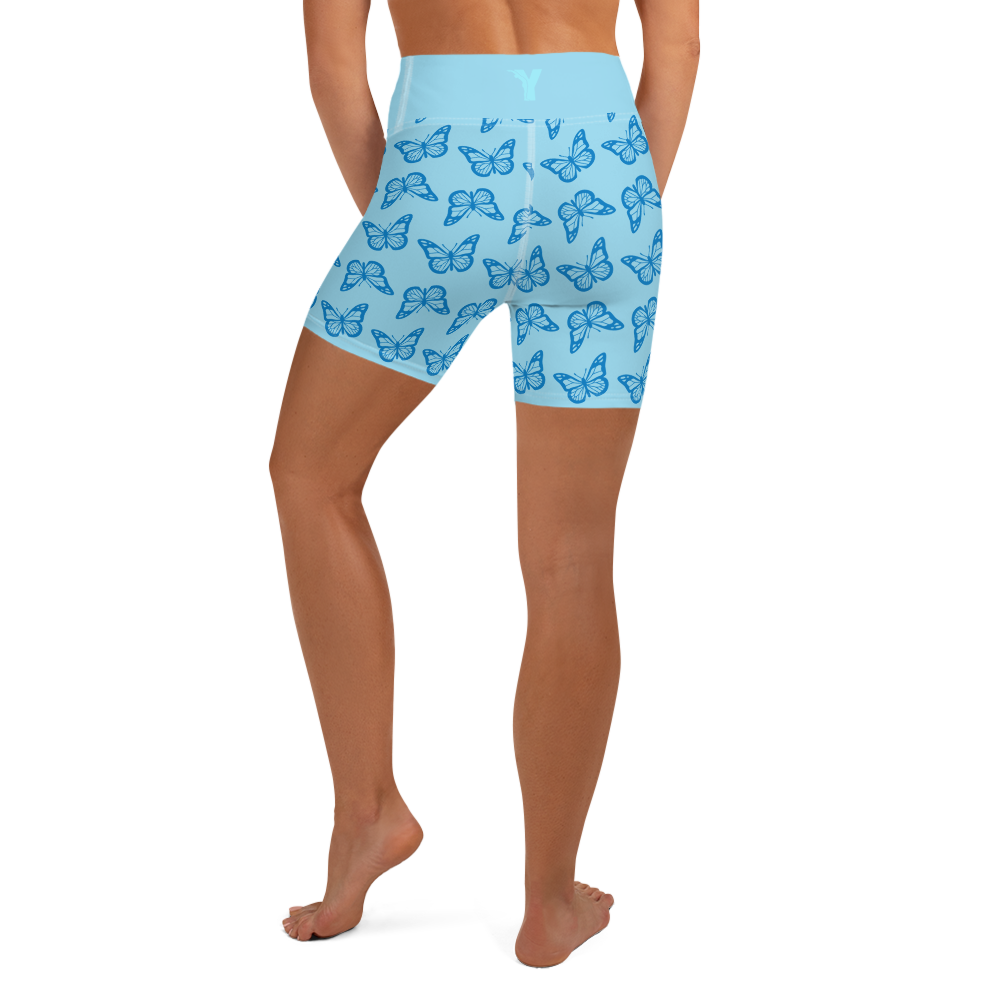 Short de yoga femme - minute papillon bleu