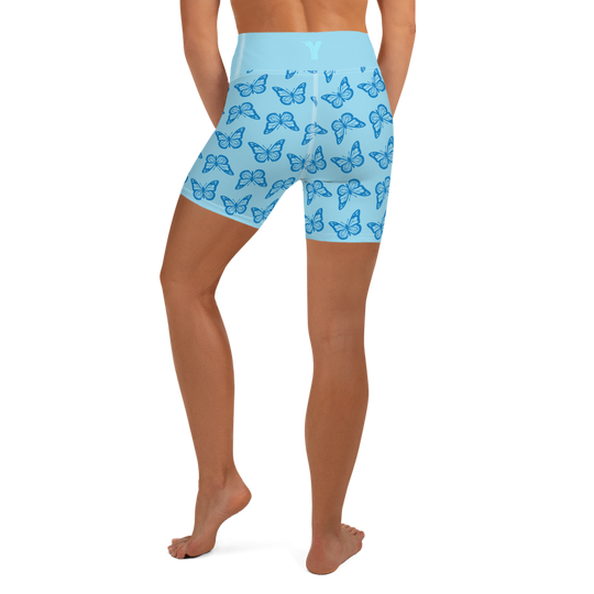 Short de yoga femme - minute papillon bleu