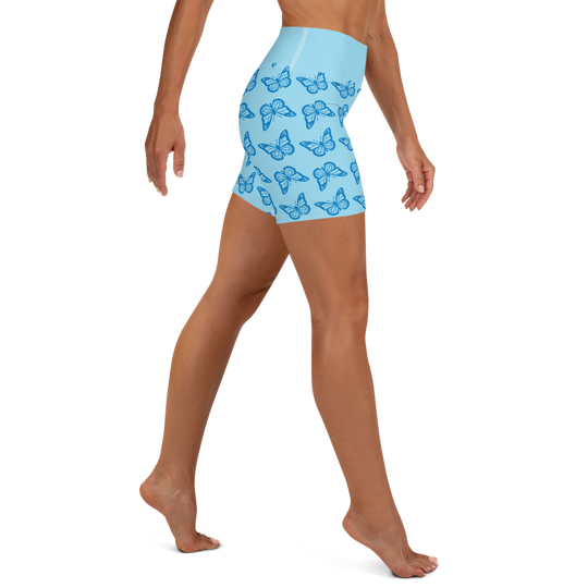 Short de yoga femme - minute papillon bleu