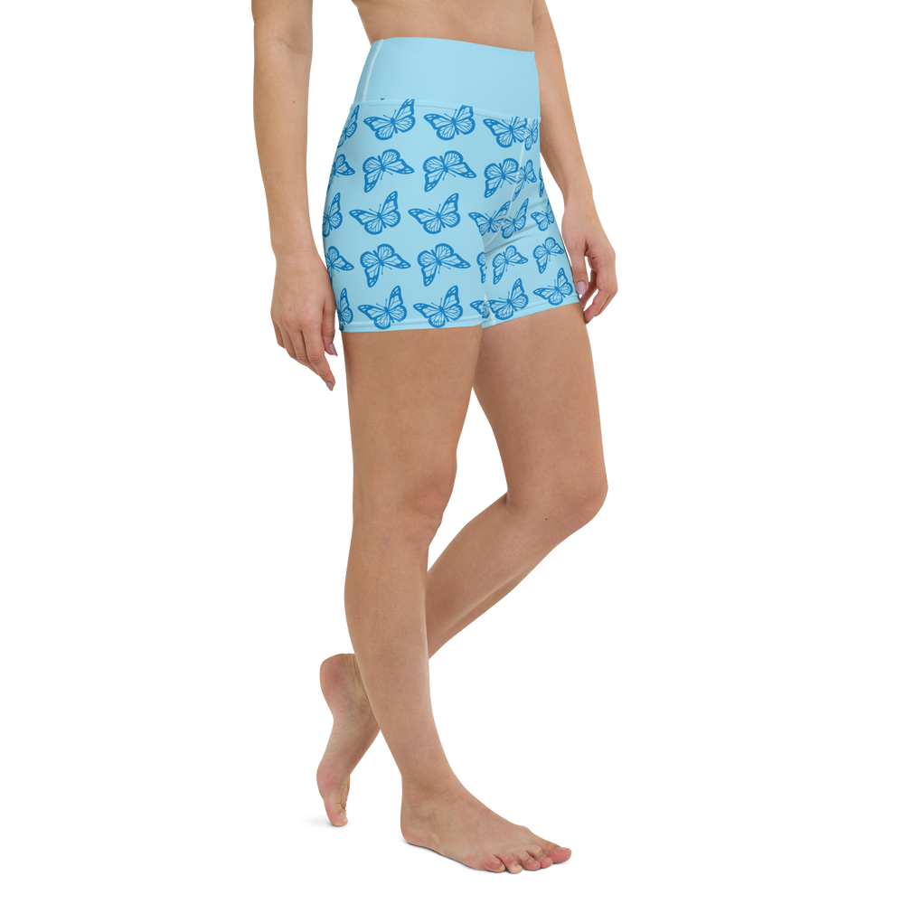 Short de yoga femme - minute papillon bleu