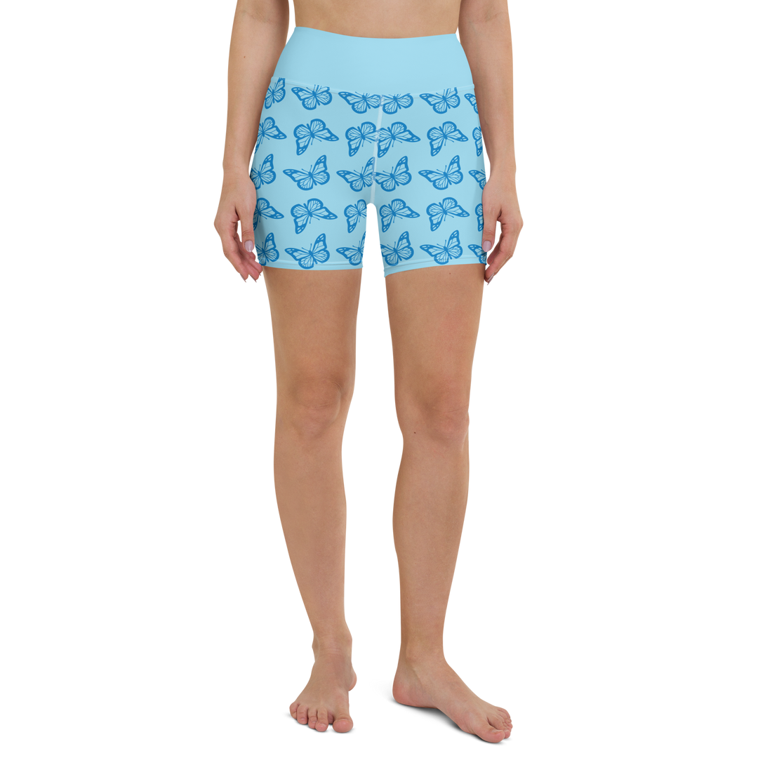 Short de yoga femme - minute papillon bleu