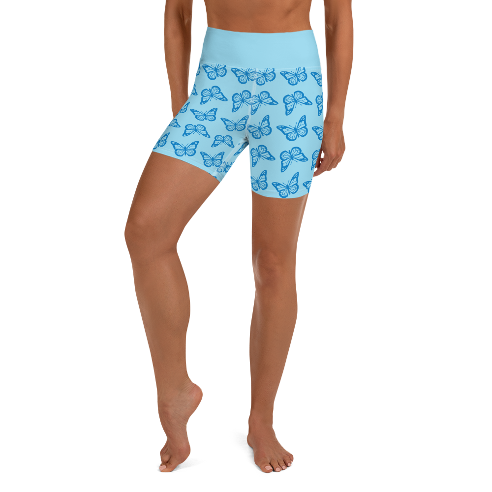 Short de yoga femme - minute papillon bleu