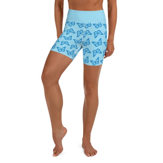 Short de yoga femme - minute papillon bleu