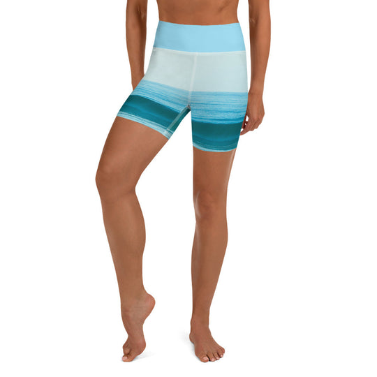 Short de yoga femme - vague bleue