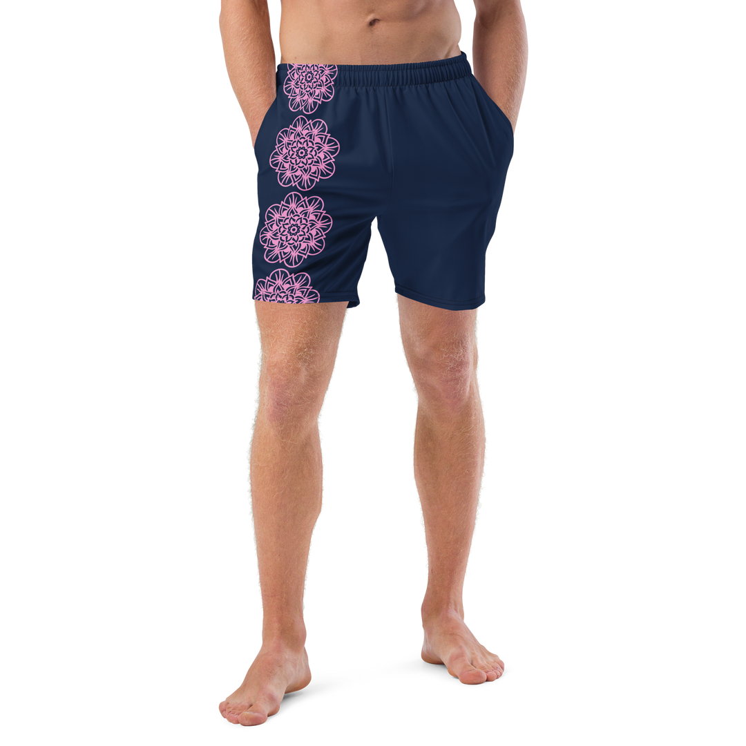 Short yoga bikram - maillot de bain - Fleurs roses - homme