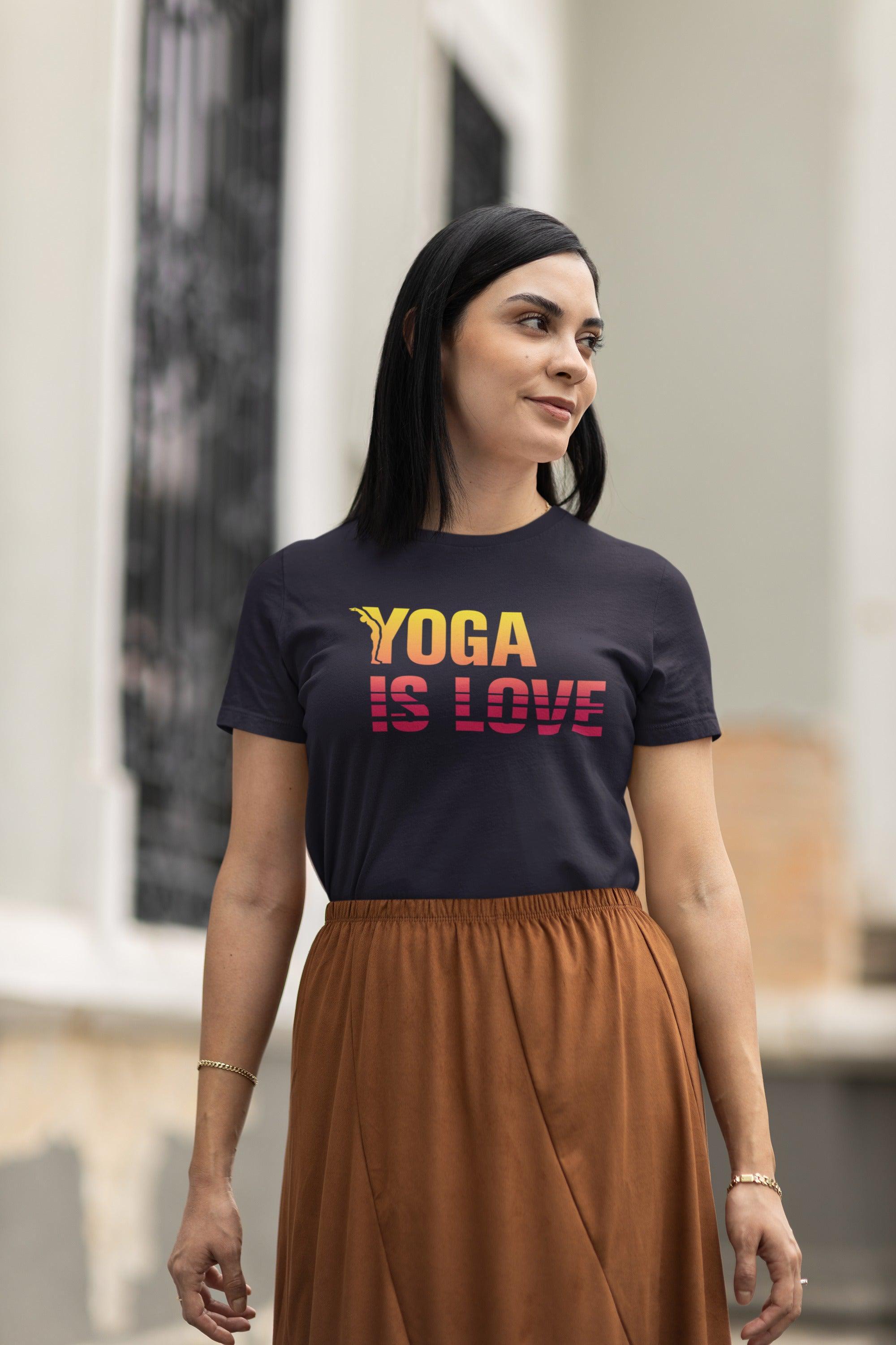 T-shirt ajusté femme - yoga is love - californie