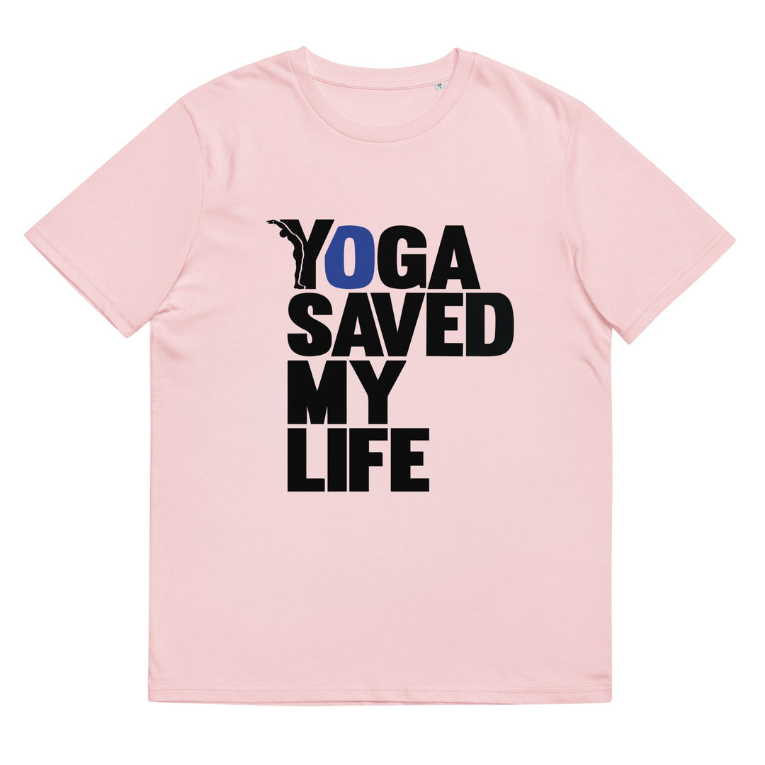 T-shirt yoga coton biologique - Yoga saved my life - rose