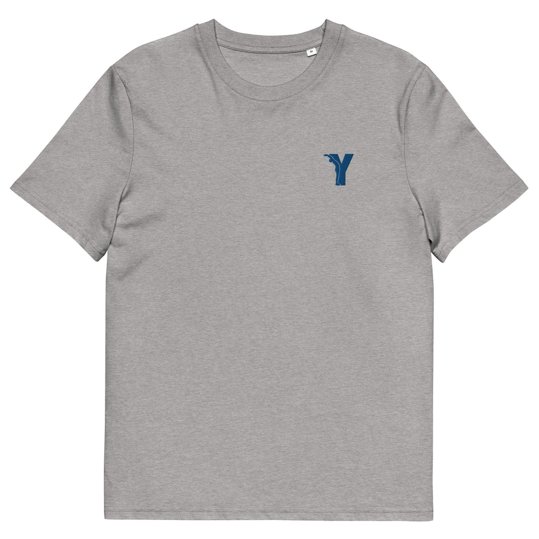 T-shirt yoga en coton biologique - Y brodé bleu