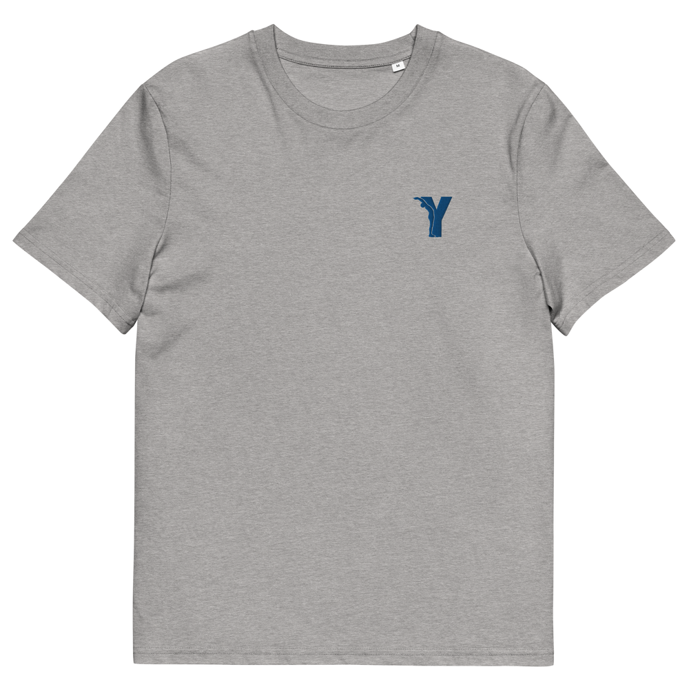 T-shirt yoga en coton biologique - Y brodé bleu - couleurs claires