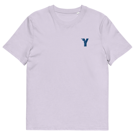 T-shirt yoga en coton biologique - Y brodé bleu - couleurs claires