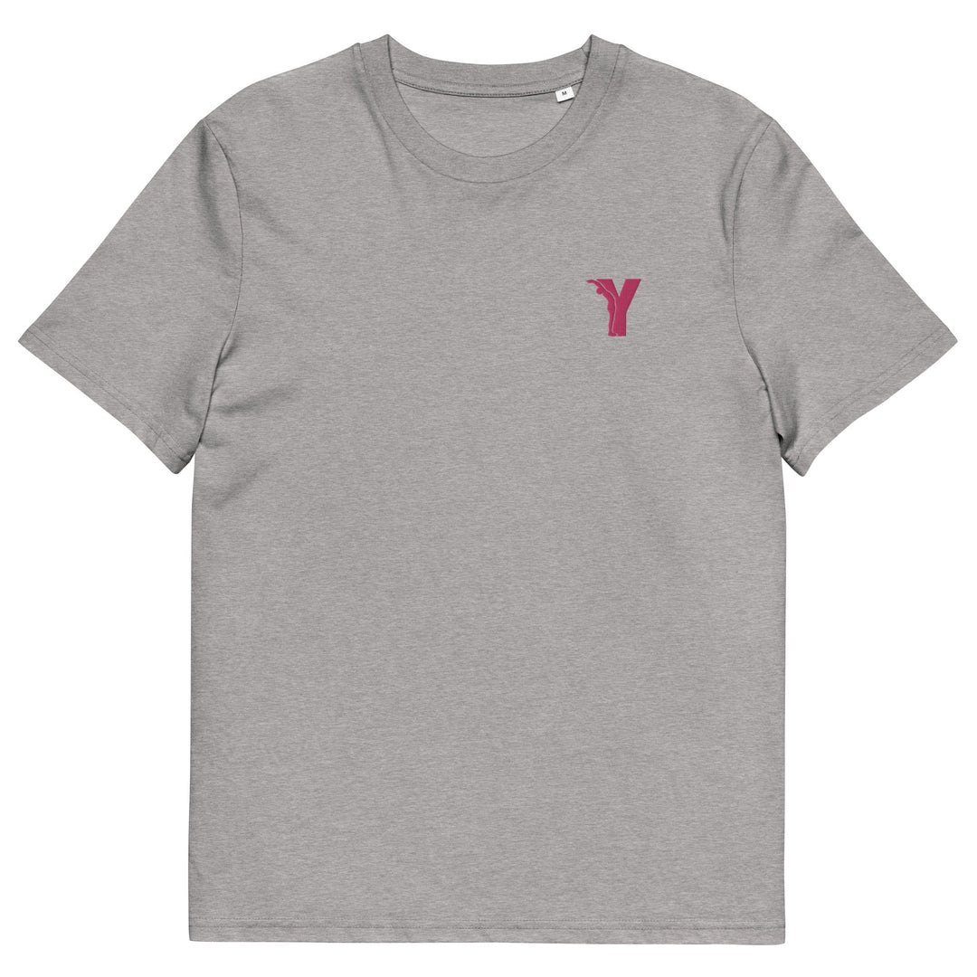 T-shirt yoga en coton biologique - Y brodé rose