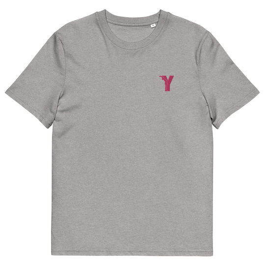 T-shirt yoga en coton biologique - Y brodé rose