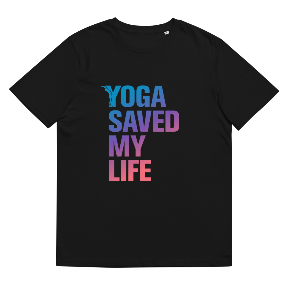 T-shirt Bio - Yoga saved my life - dégradé Bleu / Rose - yofe-YOFE YOGA