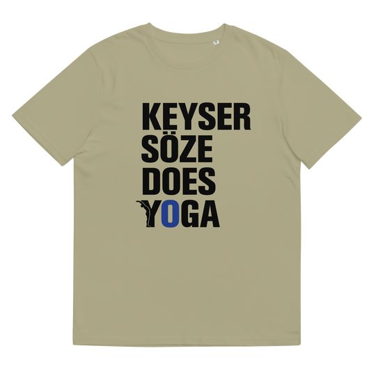 T-shirt homme Keyser Soze does yoga - blanc et sable-YOFE YOGA