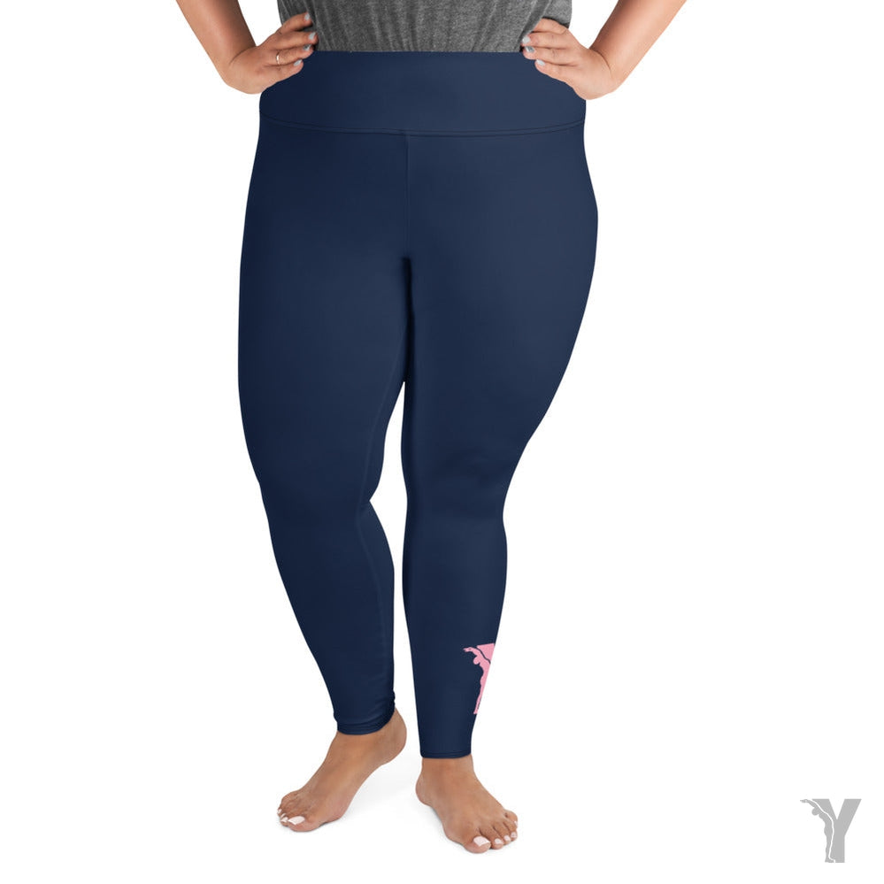 Yofe - yoga leggings - dark blue - plus size - pink Y