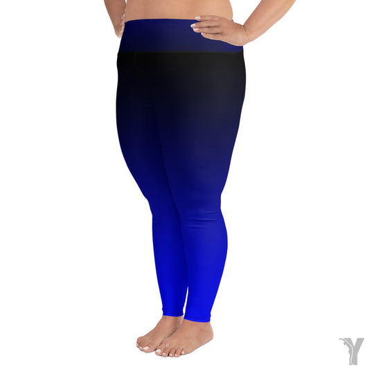 Yoga leggings - plus size - black blue gradient