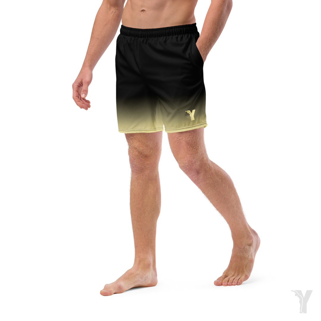 men's swim shorts - black gradient yellow – YOFE YOGA