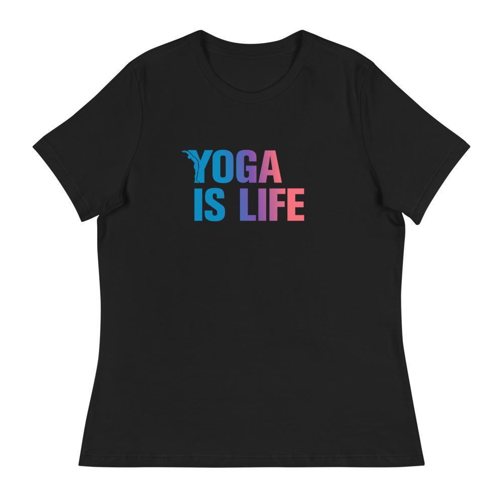 T-shirt - femme coupe ajustée - yoga is life - dégradé bleu rose-YOFE YOGA