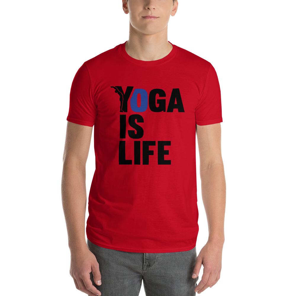 t-shirt homme yoga - yofe - yoga is life rouge-YOFE YOGA